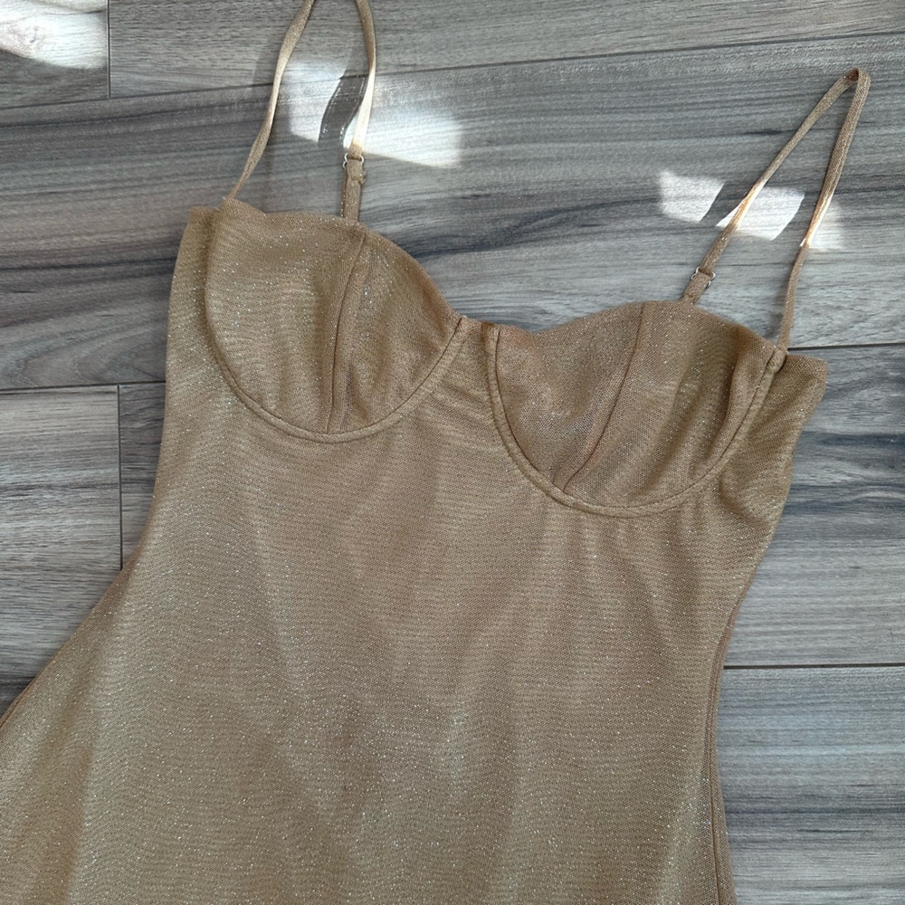 Boohoo gold dress